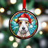 Fox Terrier in Santa Hat Suncatcher Decoration